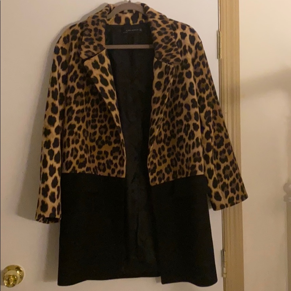 Zara Leopard/black bicolor coat